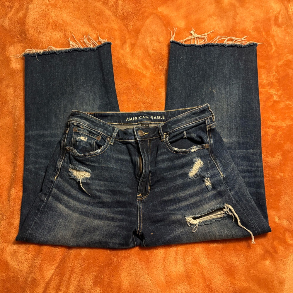 American Eagle Dark Wash Jeans with Distressed Details